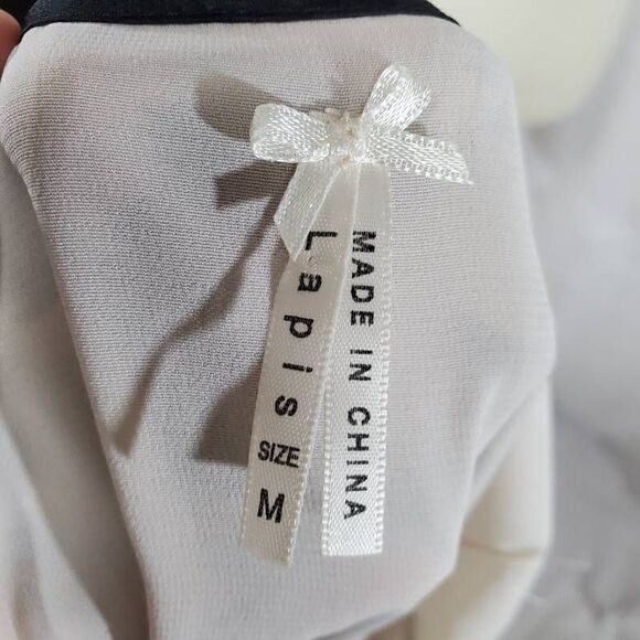 Anthropologie Lapis Womens Blouse Ivory Black Leopard Print Layered Beaded M - Picture 7 of 8